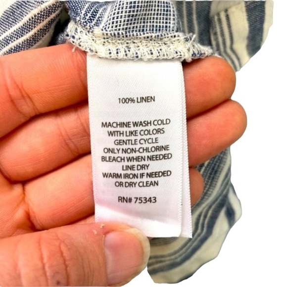 ARTISAN NY 100% linen blue and white stripe tank top - Picture 4 of 4